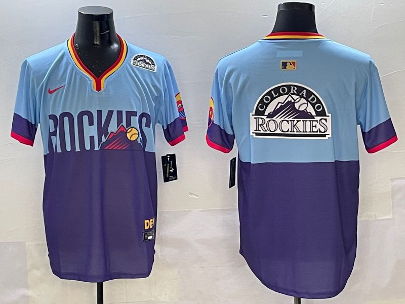 Men Colorado Rockies Blank Purple blue Joint Name 2025 Nike MLB Jersey style 7->colorado rockies->MLB Jersey
